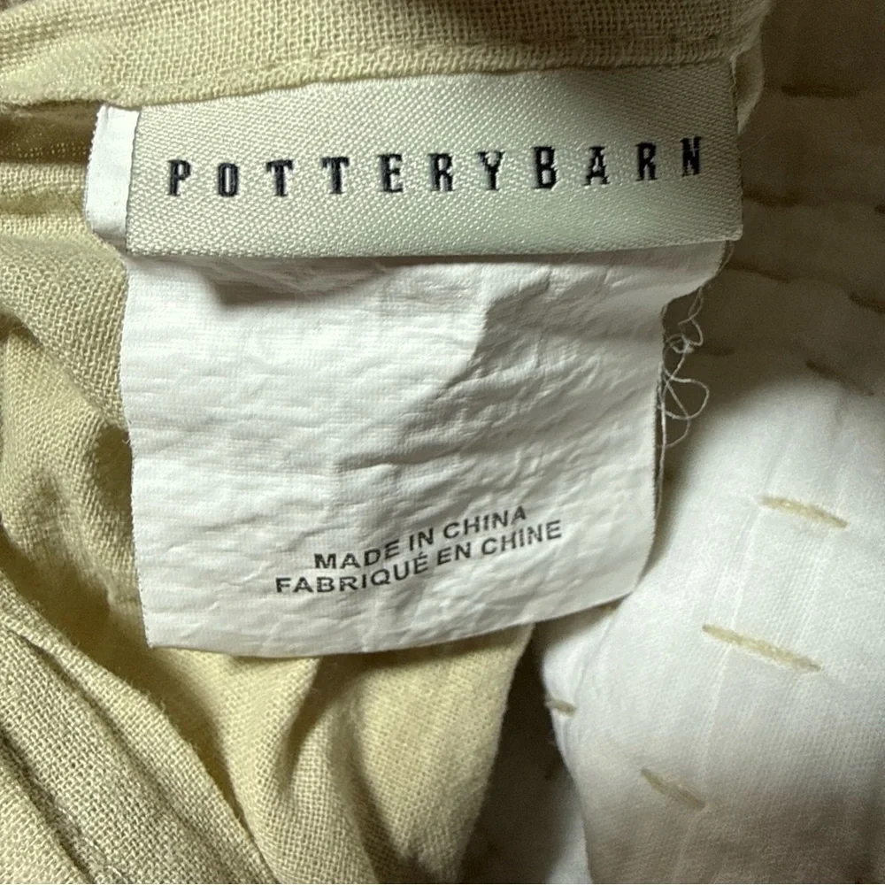 2 Pottery Barn Pick Stitch Standard Pillow Shams Linen CTN Quilted CottageCore